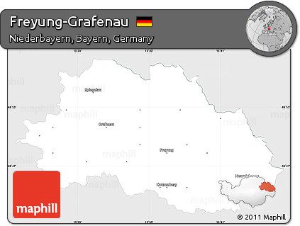 Silver Style Simple Map of Freyung-Grafenau, single color outside