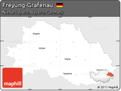 Silver Style Simple Map of Freyung-Grafenau, single color outside
