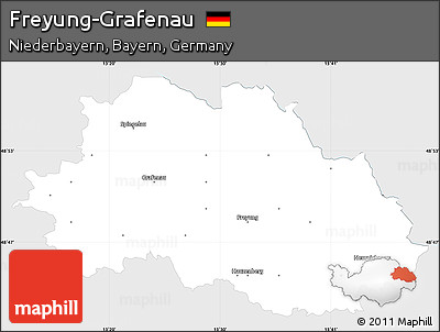 Silver Style Simple Map of Freyung-Grafenau, single color outside