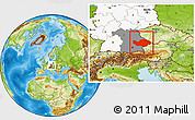 Physical Location Map of Niederbayern, highlighted country, highlighted parent region