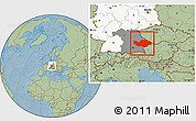 Savanna Style Location Map of Niederbayern, highlighted country, highlighted parent region, hill shading