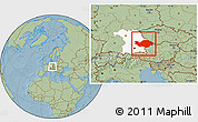 Savanna Style Location Map of Niederbayern, highlighted parent region, hill shading