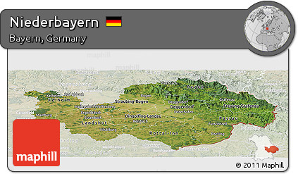 Satellite Panoramic Map of Niederbayern, lighten