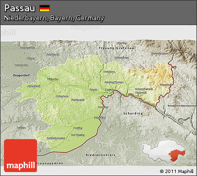Physical 3D Map of Passau, semi-desaturated