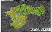 Satellite 3D Map of Passau, darken, desaturated