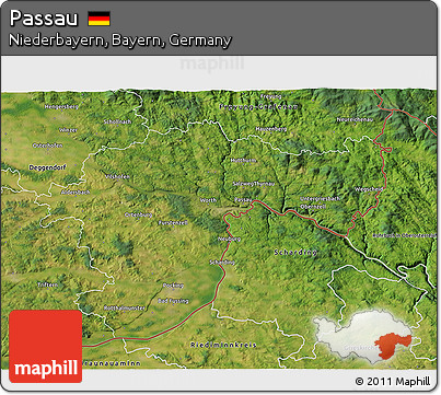 Satellite 3D Map of Passau