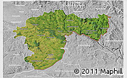 Satellite 3D Map of Passau, lighten, desaturated