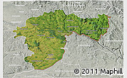 Satellite 3D Map of Passau, lighten, semi-desaturated