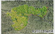 Satellite 3D Map of Passau, semi-desaturated