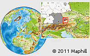 Physical Location Map of Passau, highlighted country, highlighted grandparent region