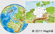 Physical Location Map of Passau, highlighted country, highlighted parent region, within the entire country