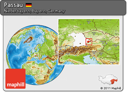Physical Location Map of Passau, highlighted grandparent region