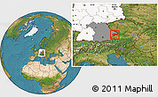 Satellite Location Map of Passau, highlighted country, highlighted grandparent region