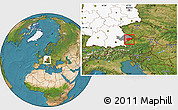 Satellite Location Map of Passau, highlighted country, highlighted parent region