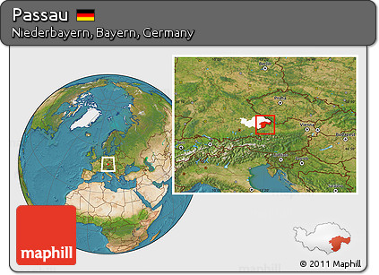 Satellite Location Map of Passau, highlighted parent region