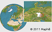 Satellite Location Map of Passau, highlighted parent region, highlighted grandparent region, within the entire country