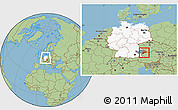 Savanna Style Location Map of Passau, highlighted country, highlighted parent region, within the entire country