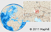 Shaded Relief Location Map of Passau, highlighted parent region