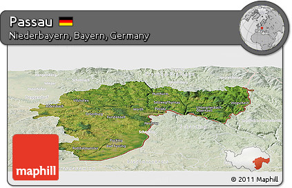 Satellite Panoramic Map of Passau, lighten