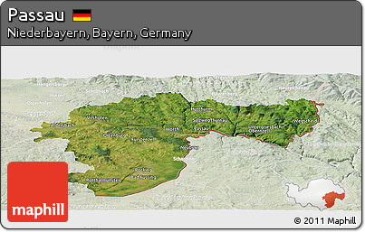 Satellite Panoramic Map of Passau, lighten