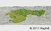 Satellite Panoramic Map of Passau, lighten, semi-desaturated