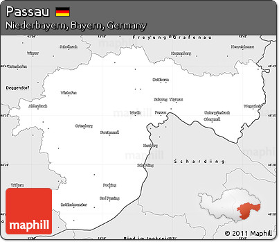 Silver Style Simple Map of Passau