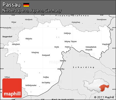Silver Style Simple Map of Passau