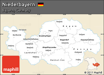 Classic Style Simple Map of Niederbayern, single color outside