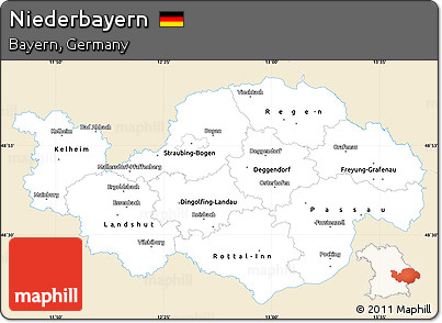 Classic Style Simple Map of Niederbayern, single color outside