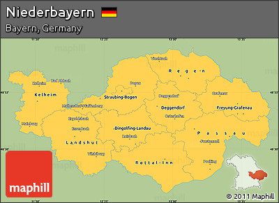 Savanna Style Simple Map of Niederbayern, single color outside