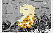 Physical 3D Map of Bad Tölz-Wolfratshausen, darken, desaturated