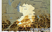 Physical 3D Map of Bad Tölz-Wolfratshausen, darken