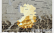 Physical 3D Map of Bad Tölz-Wolfratshausen, darken, semi-desaturated