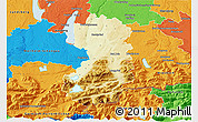 Physical 3D Map of Bad Tölz-Wolfratshausen, political outside