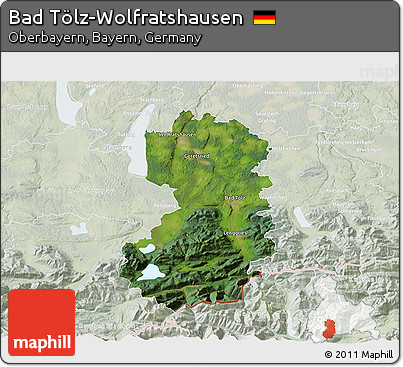 Satellite 3D Map of Bad Tölz-Wolfratshausen, lighten