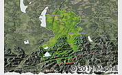 Satellite 3D Map of Bad Tölz-Wolfratshausen, semi-desaturated
