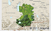 Satellite 3D Map of Bad Tölz-Wolfratshausen, shaded relief outside