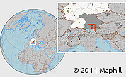 Gray Location Map of Bad Tölz-Wolfratshausen, highlighted country, highlighted grandparent region, hill shading