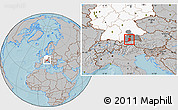 Gray Location Map of Bad Tölz-Wolfratshausen, highlighted country, highlighted parent region, hill shading