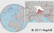 Gray Location Map of Bad Tölz-Wolfratshausen, highlighted parent region, highlighted grandparent region, hill shading