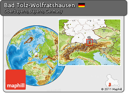 Physical Location Map of Bad Tölz-Wolfratshausen, highlighted country, highlighted parent region