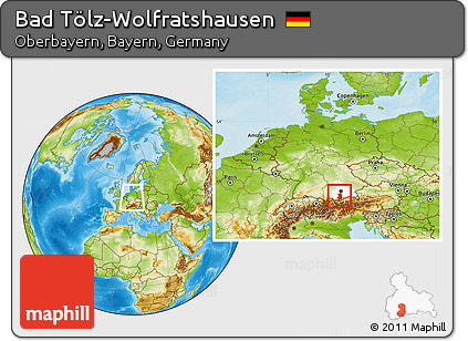 Physical Location Map of Bad Tölz-Wolfratshausen, highlighted parent region, within the entire country