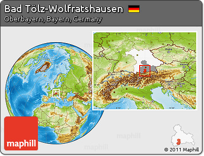 Physical Location Map of Bad Tölz-Wolfratshausen, highlighted parent region, highlighted grandparent region