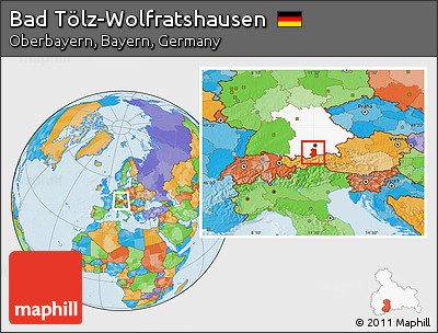 Political Location Map of Bad Tölz-Wolfratshausen, highlighted grandparent region