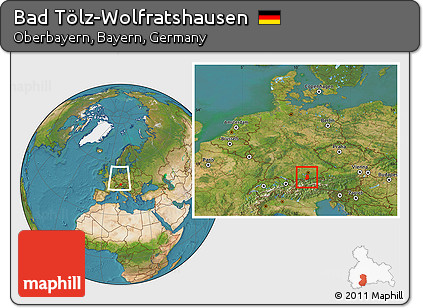 Satellite Location Map of Bad Tölz-Wolfratshausen, within the entire country