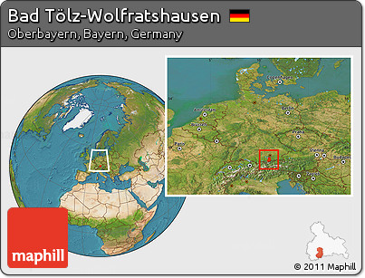 Satellite Location Map of Bad Tölz-Wolfratshausen, within the entire country