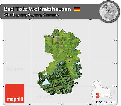Satellite Map of Bad Tölz-Wolfratshausen, single color outside
