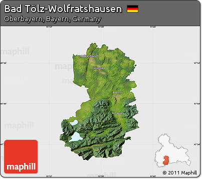 Satellite Map of Bad Tölz-Wolfratshausen, single color outside