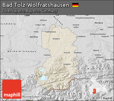 Shaded Relief Map of Bad Tölz-Wolfratshausen, desaturated