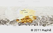 Physical Panoramic Map of Bad Tölz-Wolfratshausen, lighten, semi-desaturated